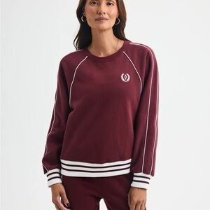 Burgundy Sweatshirt with White Retro Stripes